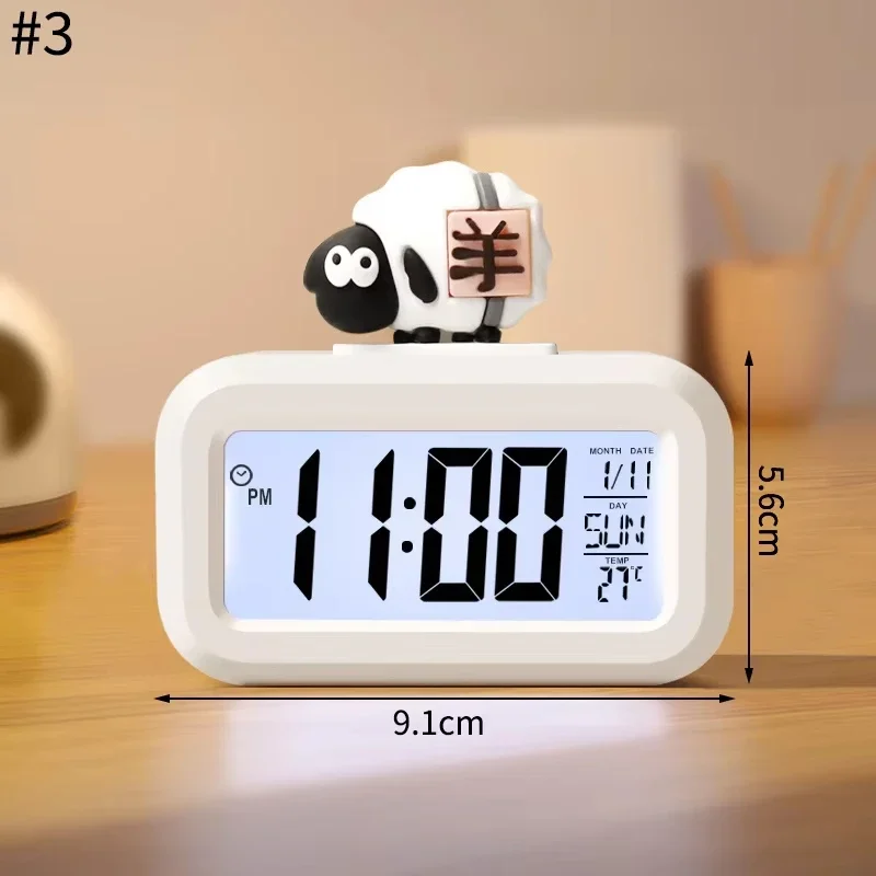 LED Digital Clock Cute Kawaii Rome Decor Cartoon Pig Alarm Clock with Night Light Room Cute Watch Bedroom Bedside Ornaments