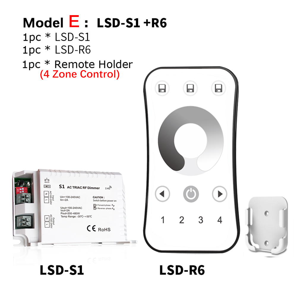 Led Triac Dimmer 220V High Voltage 100V-240VAC 2A Trailing Edge Dimming 2.4G wireless RF Remote Led Light Triac Dimmer S1