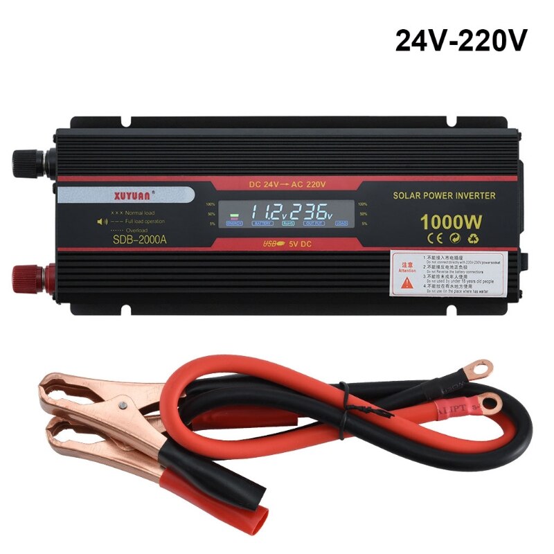1000W Car Inverter DC 12V/24V to AC 110V/220V Voltage Converter with LCD Display