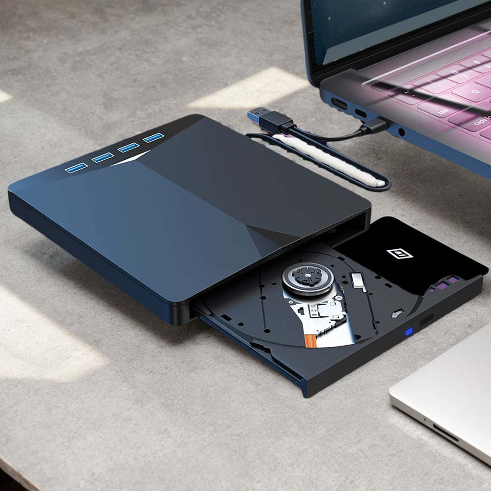 7 In 1 3.0 USB External DVD Drive - Portable CD/DVD +/-RW Burner Reader for for Windows 11/10/8/7/Linux/ OS Plug and Play