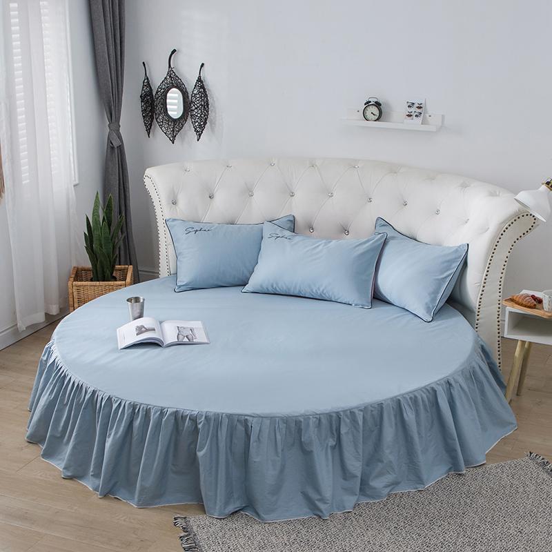 34 bett Rock Ausgestattet Blatt Runde Bett Leinen 200cm 220 Cm Bettdecken Matratze Abdeckung Home Decor Rosa Weiß Grau doppel Bett Abdeckung