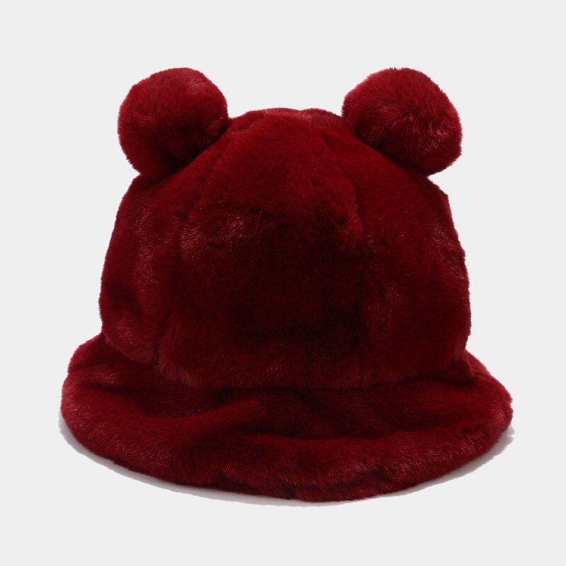 Cappello da pescatore giapponese carino peloso orecchio coda giovane donna studente Qiu dong ispessimento bacino di cappello caldo: vino