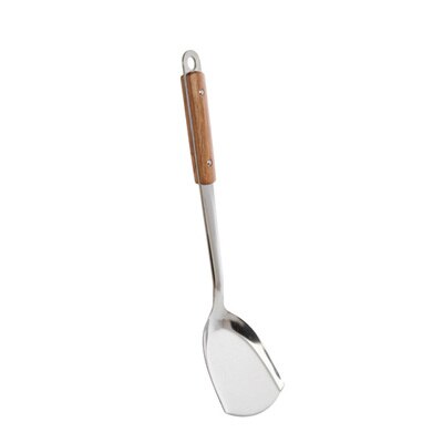 Espátula para freír, utensilios de cocina y olla , cuchara para revolver, pala Vanzlilfe, mango de cocina de madera de acero inoxidable: D