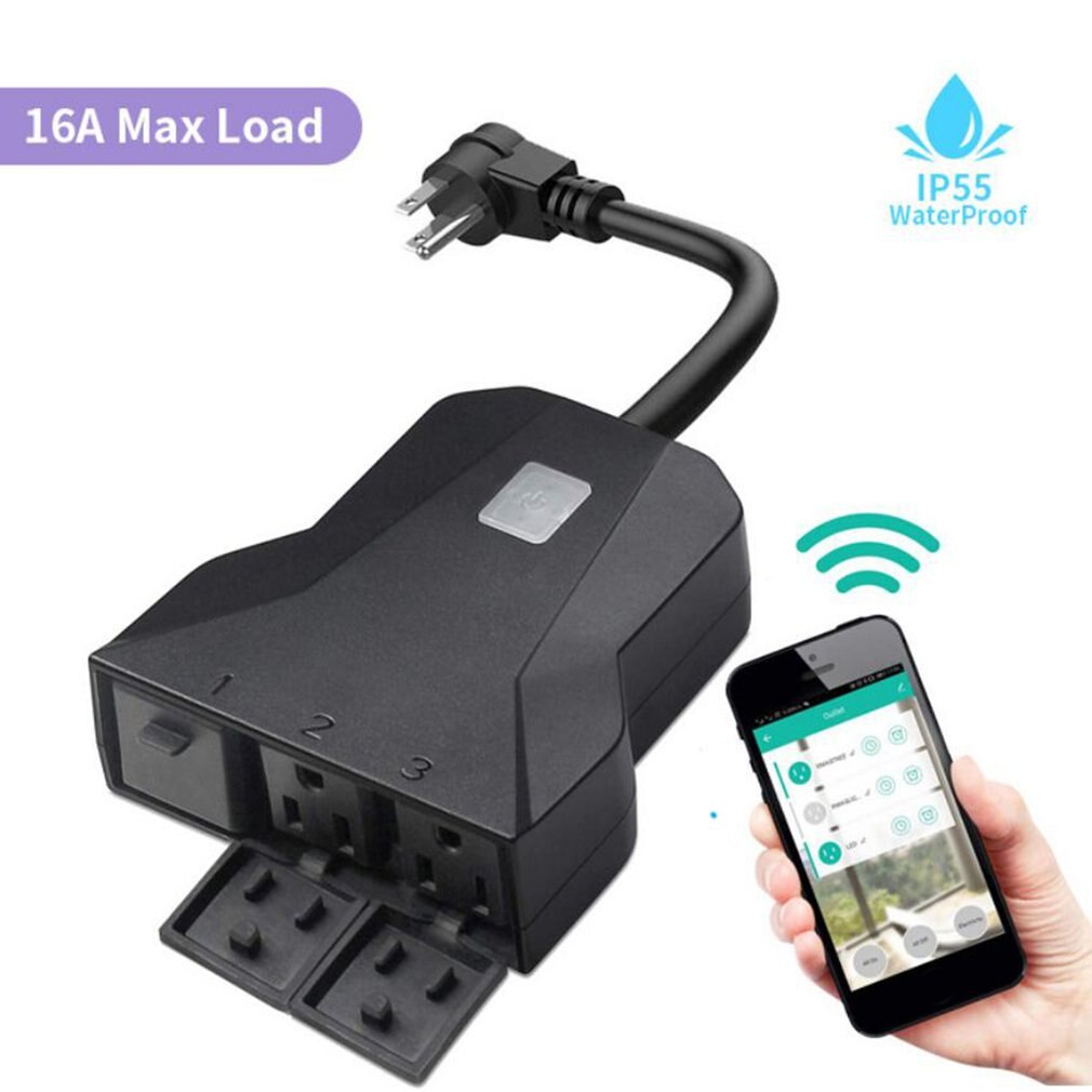 Outdoor Smart Socket Wifi Mobile Phone Timer Switch Socket Voice Control APP Control IP55 Waterproof Socket US Plug