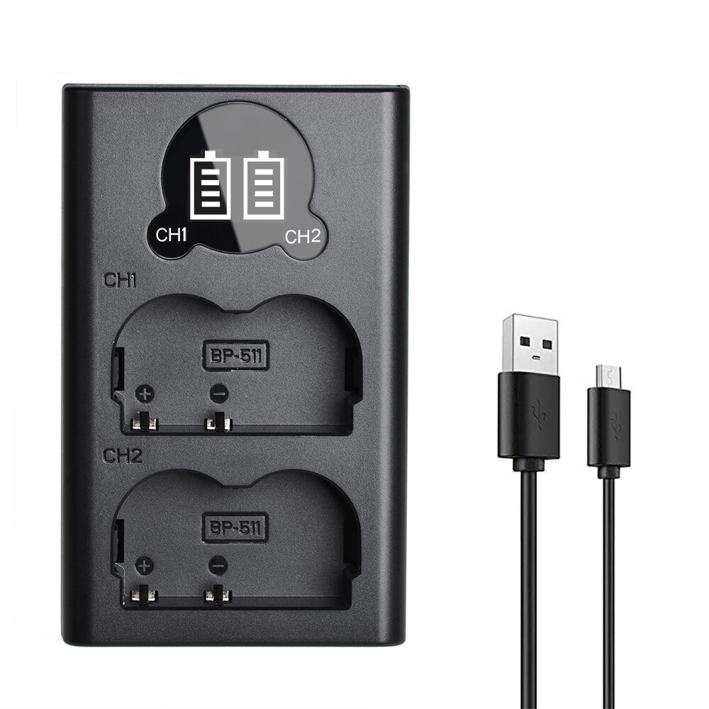 BP-511 Battery Charger with Type-c Port for Canon BP-511A BP 511 EOS 5D 50D 20D 40D 300D 10D 30D 5D Mark I, PowerShot G1 G2 G3: Default Title