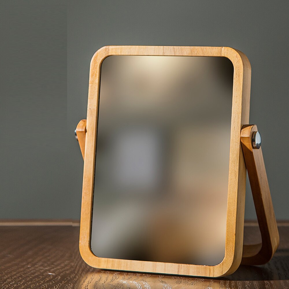 Desktop makeup mirror simple solid wood vanity mirror portable wooden folding desktop mirror wx8281415