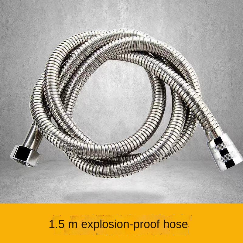 Stainless Steel Chrome Shower Hose Pipe Universal Standard Fitting Leakproof High Pressure Resistance Plumbing Bathroom: 150cm encryption
