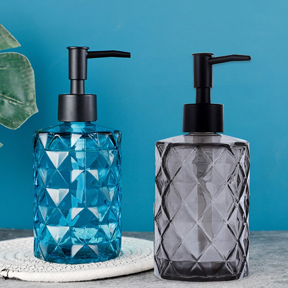 Black Glass Soap Dispenser Hand Sanitizer Bottle Bathroom Large Contain Liquid Storage Empty Bottles 330ML