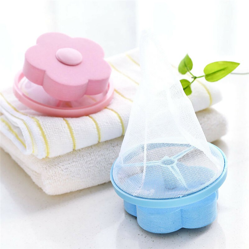 1PC Mesh Filter Bag Floating Washing Machine Wool Hair Removal Cleaning: Pink