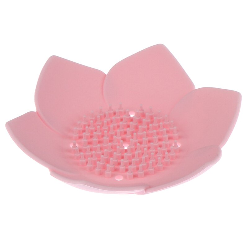 1 plato para escurrir jabón de silicona plato forma de loto Portable jabonera antideslizante bandeja de jabón Acc: Rosa
