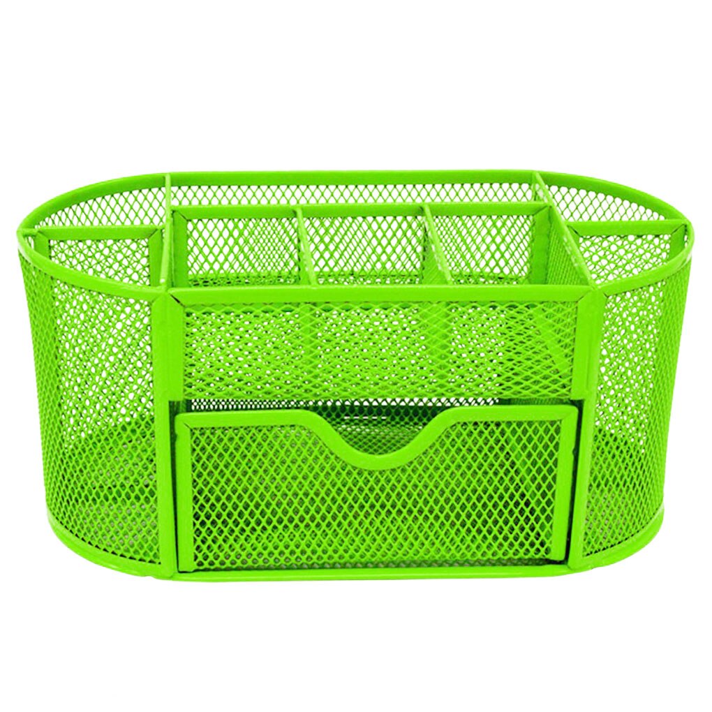 Trieur de bureau multi-fonctionnel 9 tiroirs, en métal maillé, pot à stylo, boîte de papeterie, boîtier, fournitures scolaires, accessoires: green