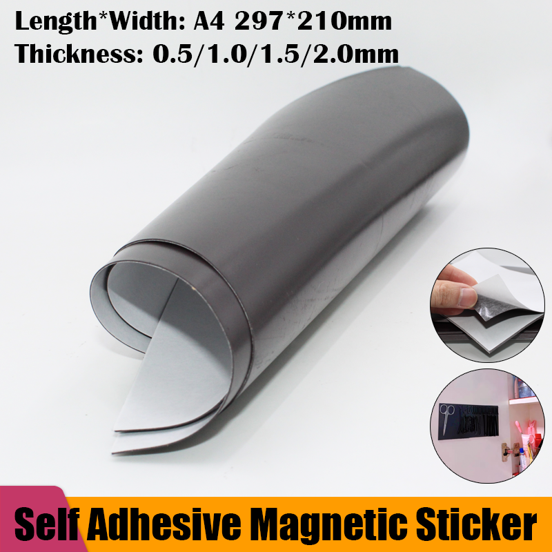 0,5/1/1,5 mm A4 selbstklebender Magnetblech-Aufkleber, weiße Magnetmatte für Kühlschrank, Foto, Bild, Schneiden, Kühlschrankmagnet, 4 A