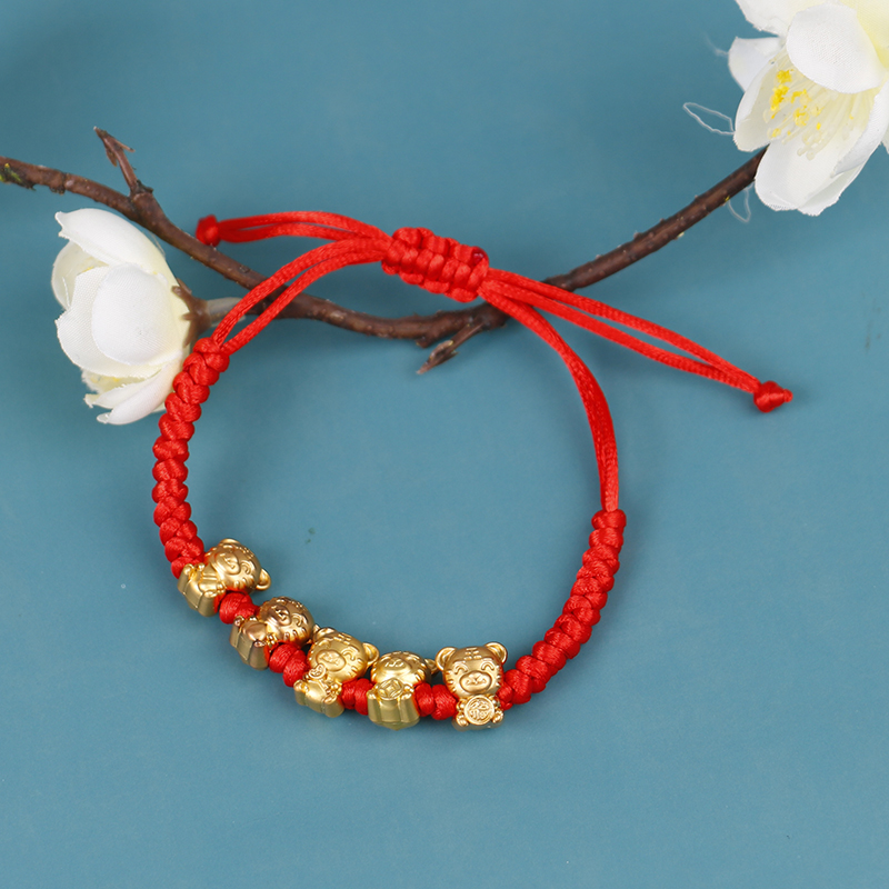2022 chinesische fünf-jahr-tiger-armbänder aus roter kordel, handgefertigt