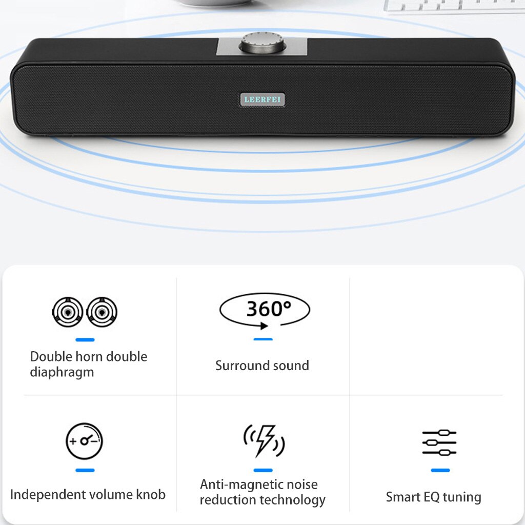 Bluetooth-compatible/Wired Speaker Sound Bar USB Powered Home Theater Speakers Music Soundtrack Booming Bass Sound Speak