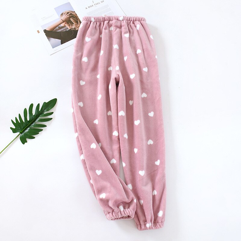 Flannel Pajama Pants Lounge Wear Sleep Bottoms For Woman Autumn Winter Thick Warm Night Pants Sleepwear Pants Ladies Trousers