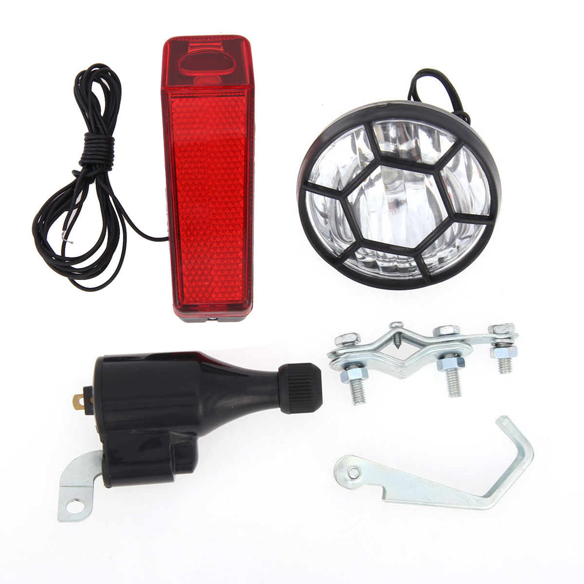 Bicycle Dynamo Lights Set Bike Cycle Safety No Batteries Needed Headlight Rear Bicycle Lights