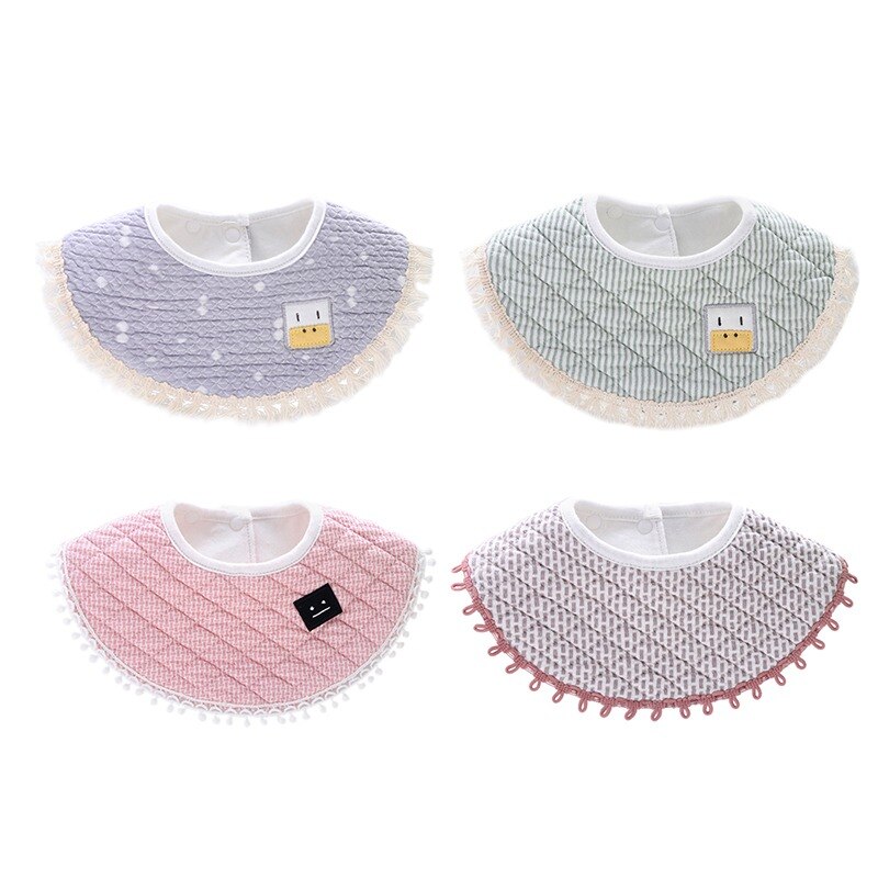 26*25cm Baby Bib European Round Bib Cotton Waterproof Saliva Towel Children Small Fresh Eating Pocket
