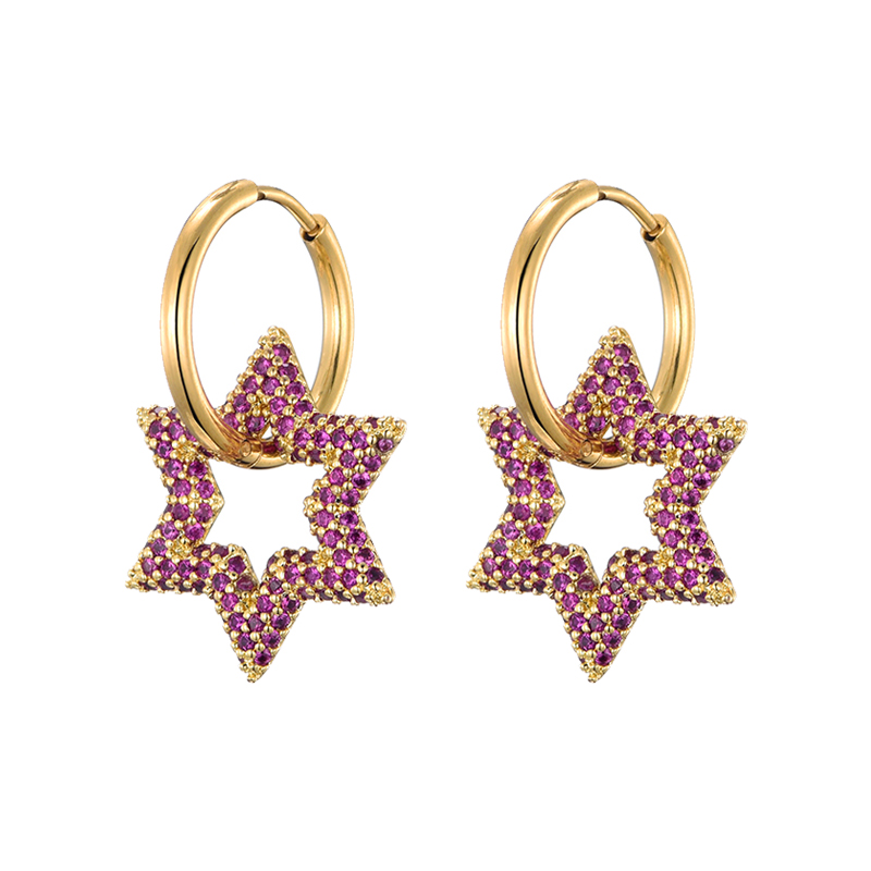 Lovbeafas Ster Ronde Roestvrijstalen Oorringen Voor Vrouwen Zirkonia Geometrische Gouden Kleur Bruiloft Elegante Sieraden