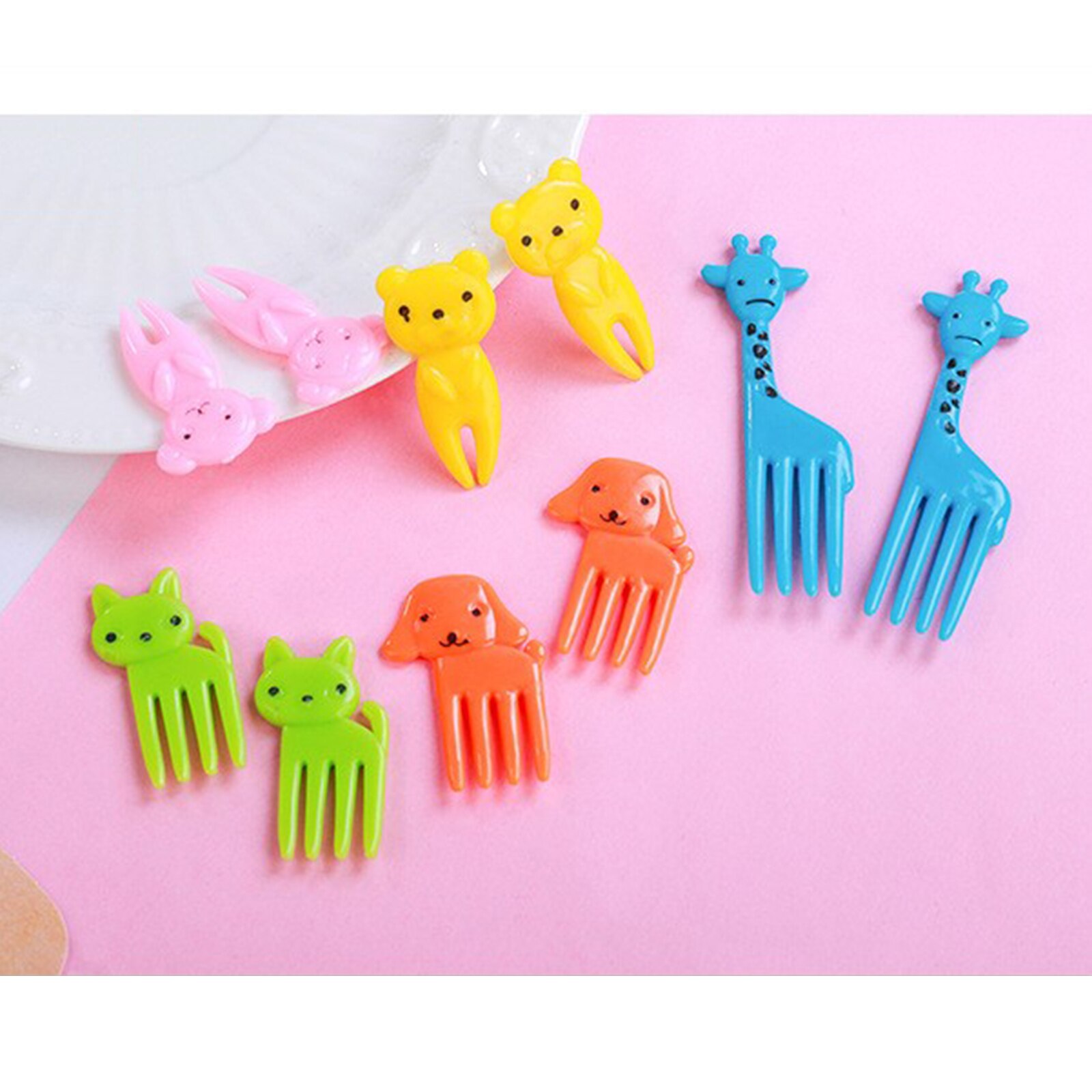 30pcs Kids Fruit Fork Toothpicks Lunch Box Accessories Tableware Decorative Sign Cartoon Animal Child Food Picks Fork