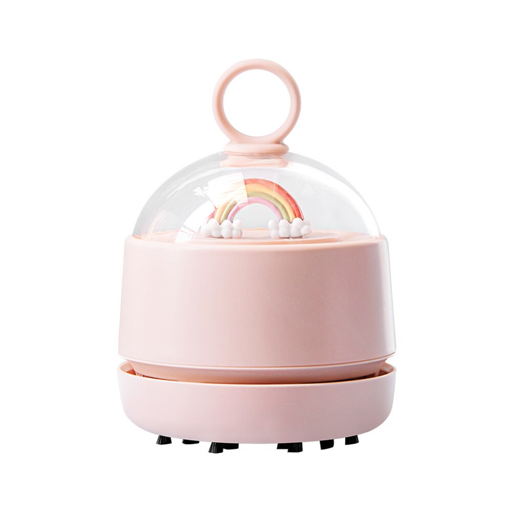 Desktop Vacuum Cleaner Handheld Rechargeable Small Dust Crumbs Suction Cleaning Mini Vacuum Cleaner Household Cleaning Tools: Pink