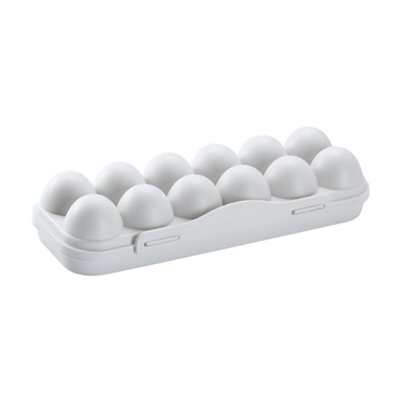Household Kitchen Fresh-keeping Egg Storage Tray Eggs Dispenser Egg Storage Box with Lid Buckle Type: Grey - 12 grids