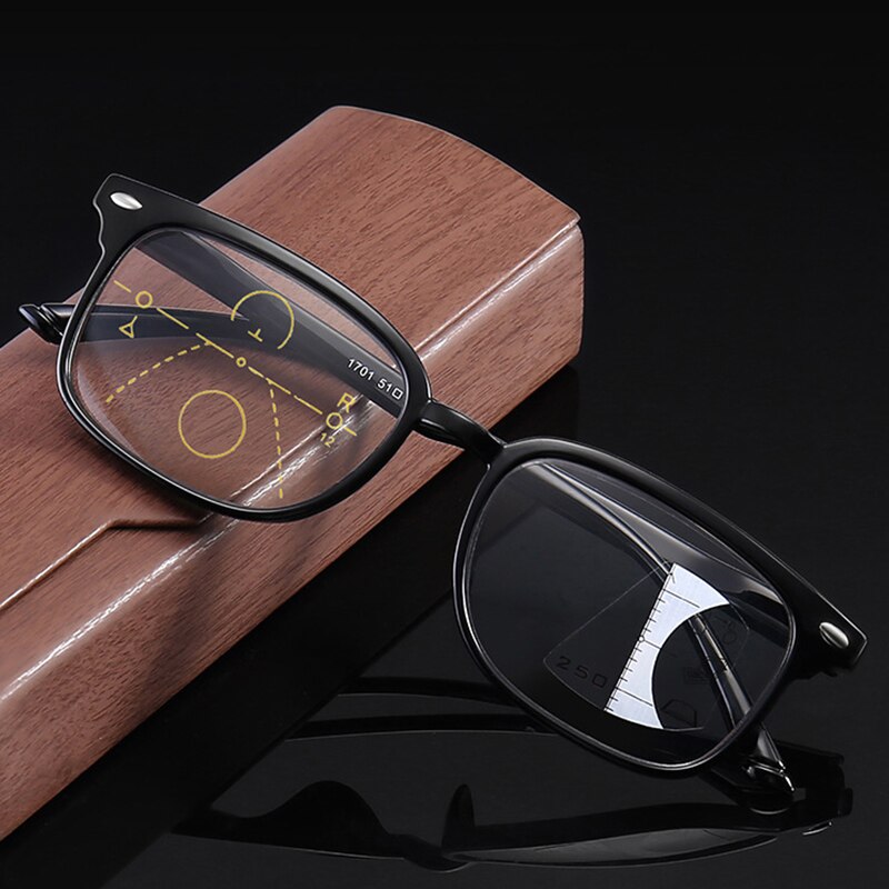 Retro Progressive Multifocal Reading Glasses Men Women Anti Blue Light Magnifying Presbyopic Glasses Big Full Frame +1.5