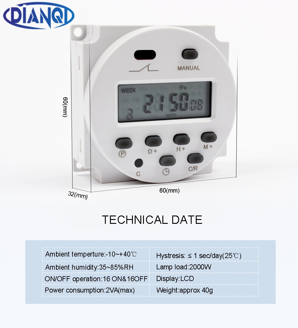 Stable CN101A 24V Digital LCD Power Programmable Time Switch Relay 8A TO 16A CN101 TIMER with protective cover weekly 7days