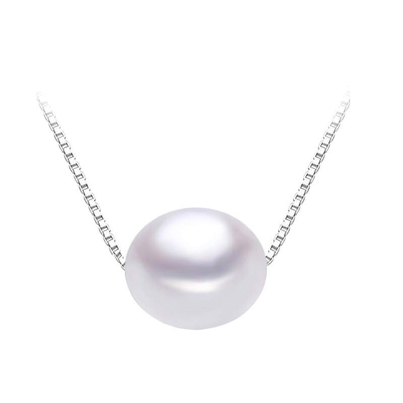 Da sposa Reale Nero 8-9-10mm Naturale D'acqua Dolce Collana di Perle 925 Sterling Silver Collana Del Pendente Della Perla Per Le Donne: white pearl pendant / 8-9mm