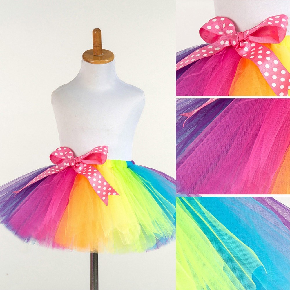 Kinder Mädchen Ballettröckchen Tulle Party tanzen Ballett Kinder Regenbogen Kostüm Rock Party tanzen Ballett Ballettröckchen die Röcke Mädchen Kinder Kleidung