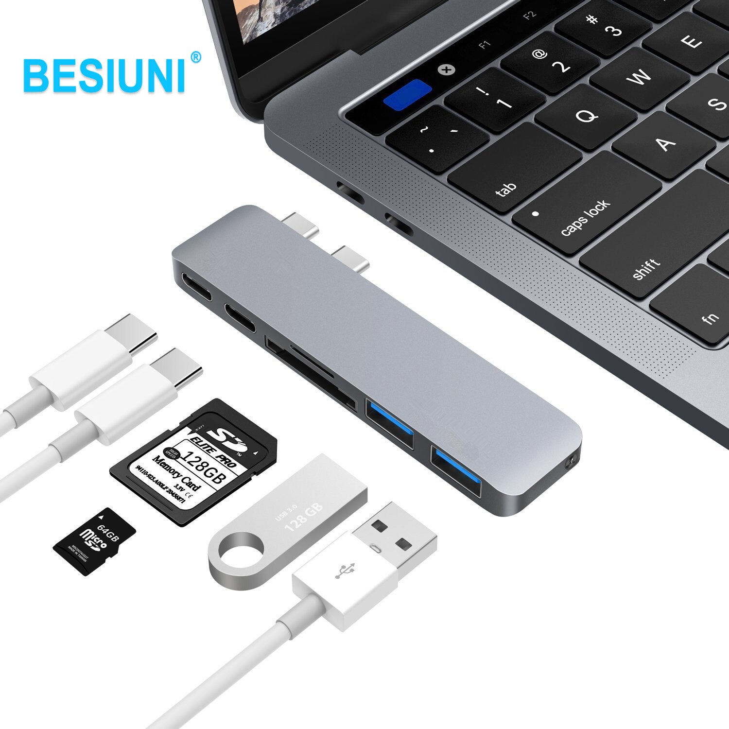 Lettore da centro a scheda di tipo C adattatore USB C centro 3.0 combinato con fessura SD per 13 &quot;e 15&quot; nuovo MacBook pro 2016/2017