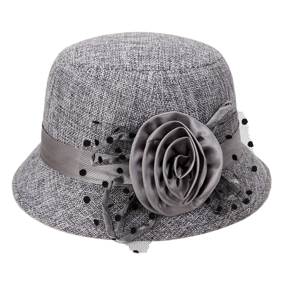 Chapeau avec nœud papillon en maille à pois pour femme, chapeau seau, pare-soleil d'extérieur, , Vintage, à la