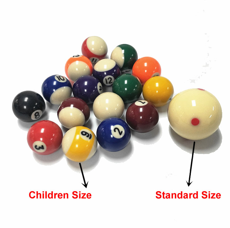 Boules de billard pour enfants, 25MM/38MM, ensemble complet de boules de billard en résine, petite queue de billard