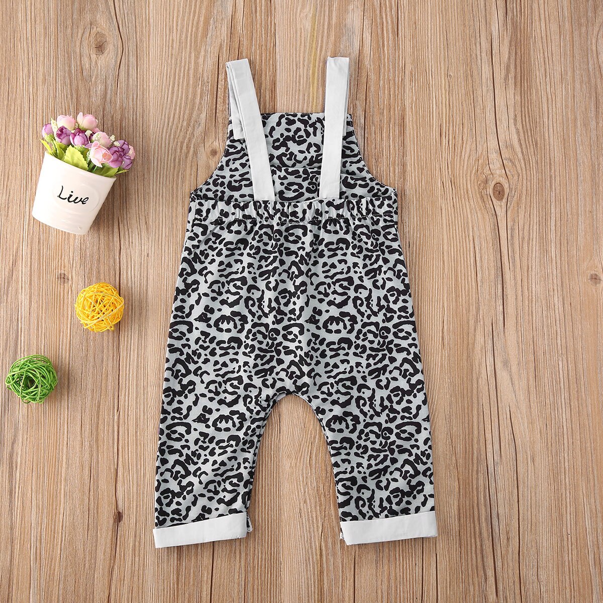 0-5Y Summer Infant Baby Girls Boys Overalls Pants Leopard Print Pocket Straight Overalls 3 Colors