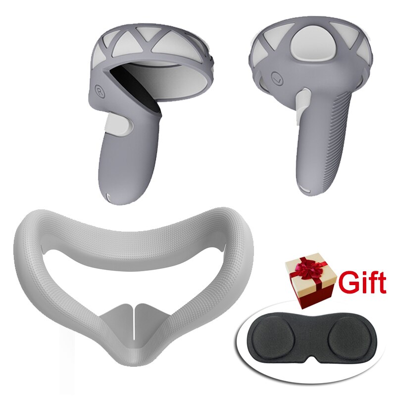 Cubierta protectora de silicona 2 en 1 para Oculus Quest 2, protector facial para máscara de ojos, accesorios de protección para lentes,: Grey Style 2