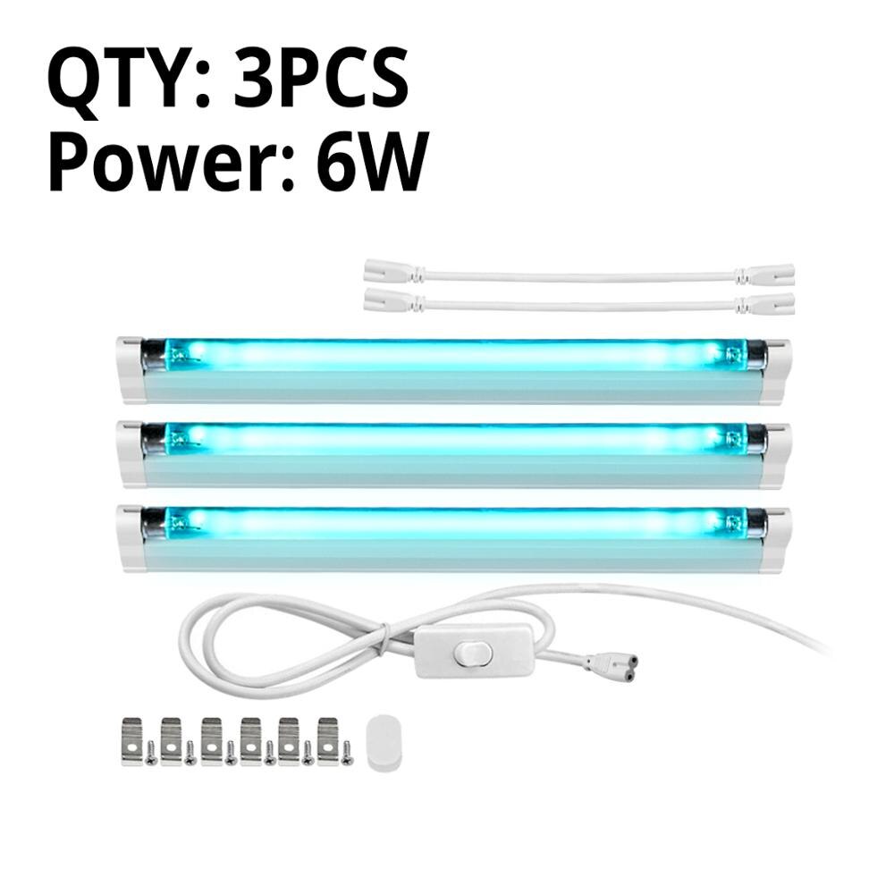 UV-C ultrafioletowa lampa kwarcowa 6W 8W UVC T5 Tube sterylizator UV lampa bakteriobójcza bakteriobójcza bakteriobójcza żarówka 110V/220V: 3Pcs 6W With Plug / 110V