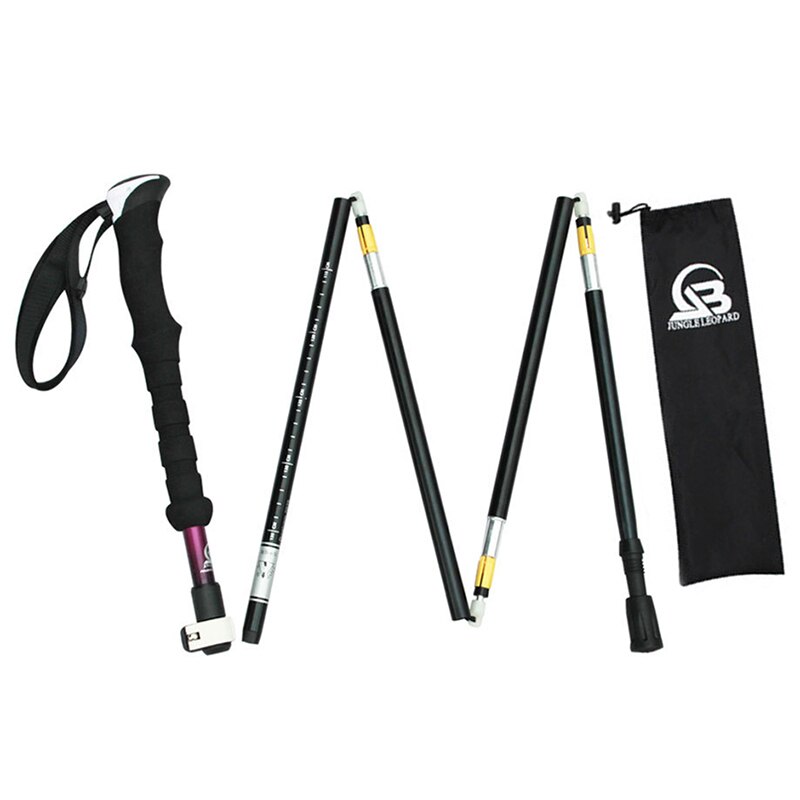 Collapsible Nordic Walking Poles Folding Trekking Poles Telescopic Hiking Walking Stick Adjustable Climbing Scandinavian Sticks: Purple