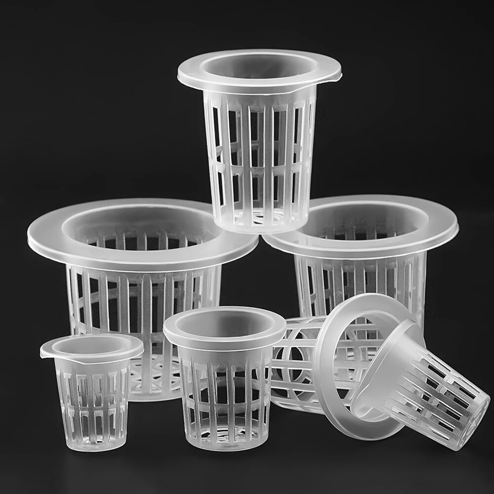 50Pcs Planten Mand Plastic Hydrocultuur Groente Planten Mand Grondloze Teelt Planten Blauw Cup Wortel Fixer