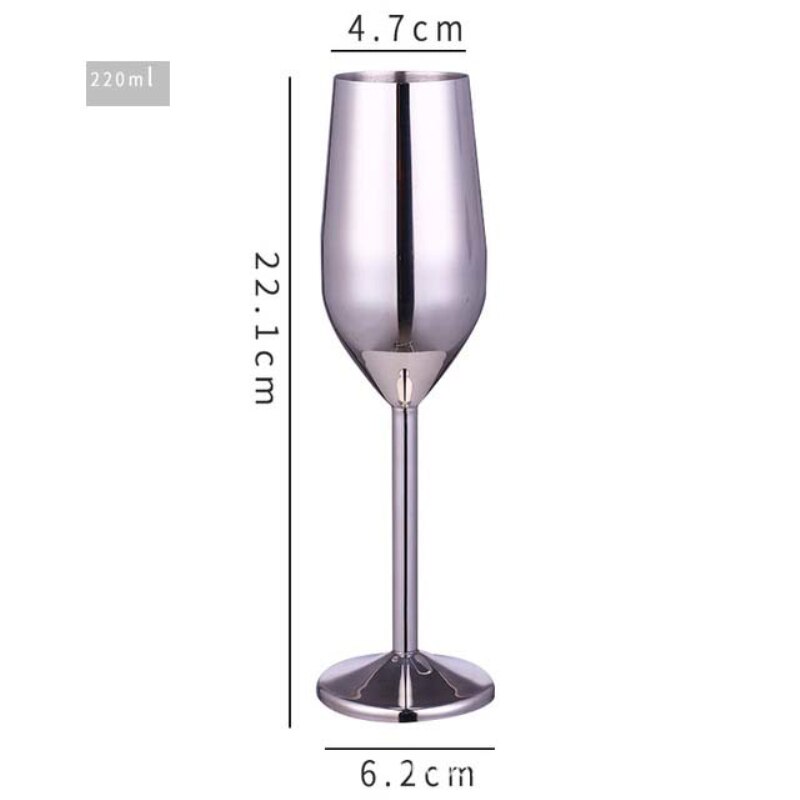 304 Stainless Steel Food Grade Red Wine Goblet Glass Cocktail Glass Metal Wine Glass Bar Restaurant Goblet Rose Gold: Silver / 500ml