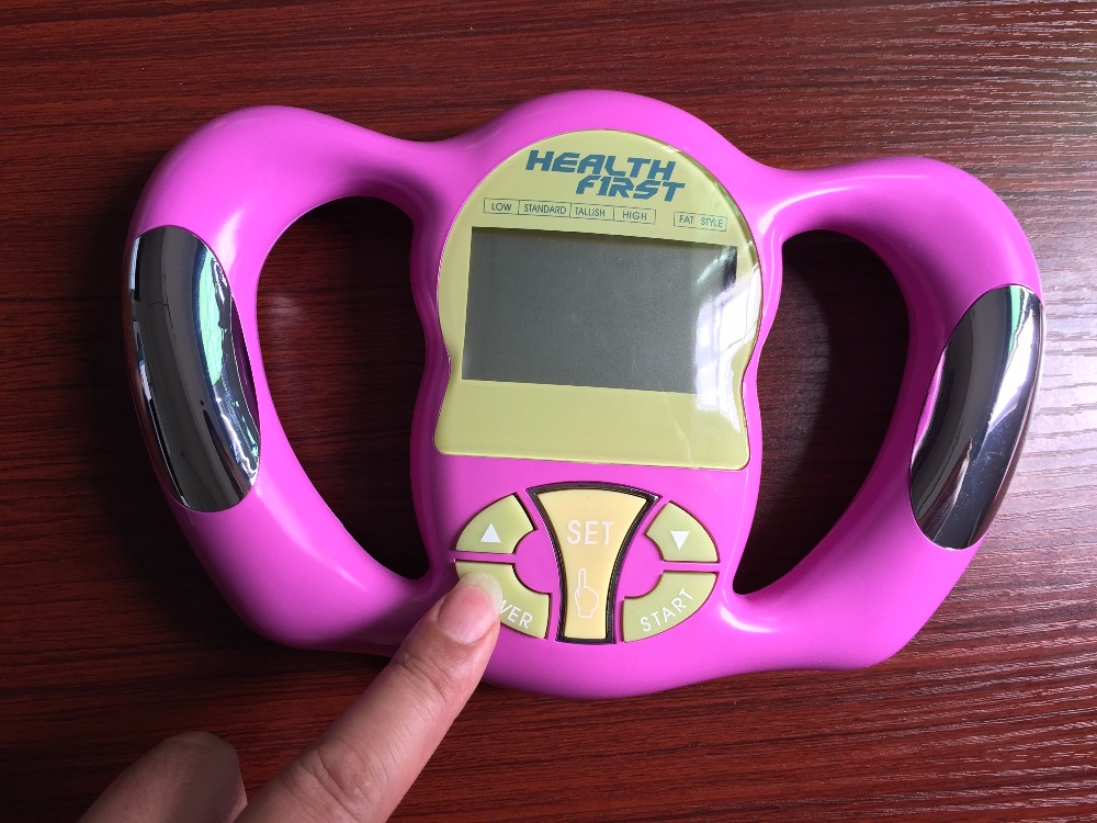 mini digital lcd håndholdt bmi tester kroppsfettmonitor helseanalysator fettmåler med 5 fettnivåer til referanse