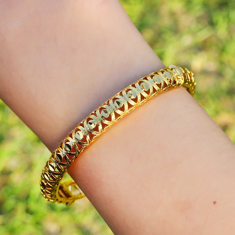 Turkish Bangles Gold Color Bangles for Women Bride Wedding Bangles Muslim Bracelets Indian/France/African/Dubai Jewelry