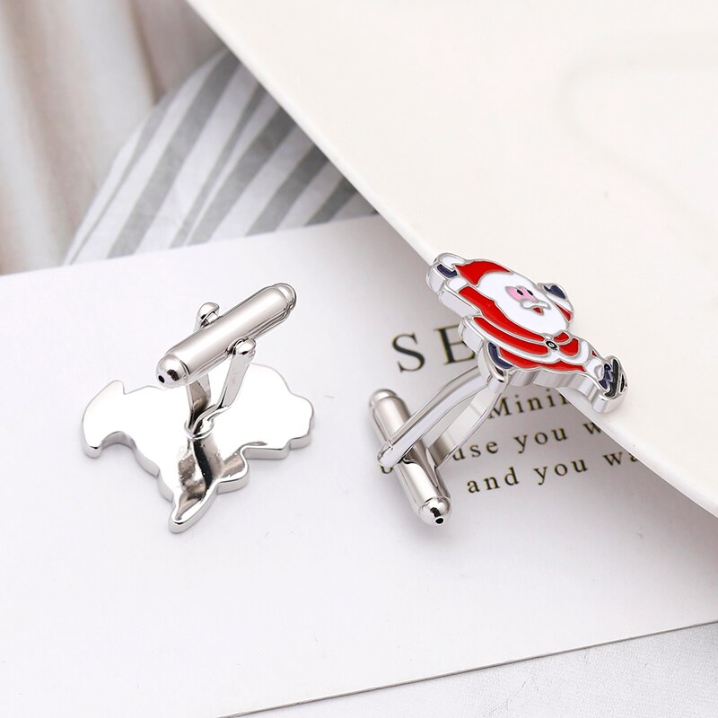 Claus Men's Novelty Cuff link Cufflinks Mans Suit Accessories Jewellery Luxury Shirt Christmas Day Pattern Cufflink