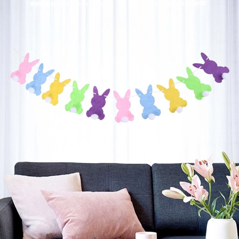 Happy Easter Konijn Bunny Bal Banner Garland Muur Opknoping Gors Vlag Decor