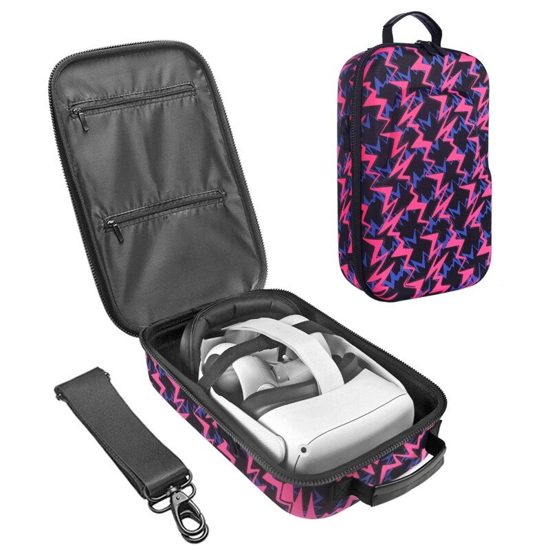 Bolsa de EVA dura para Oculus Quest 2 VR, funda protectora de almacenamiento, estuche de transporte, vidrio y accesorios: Hot pink