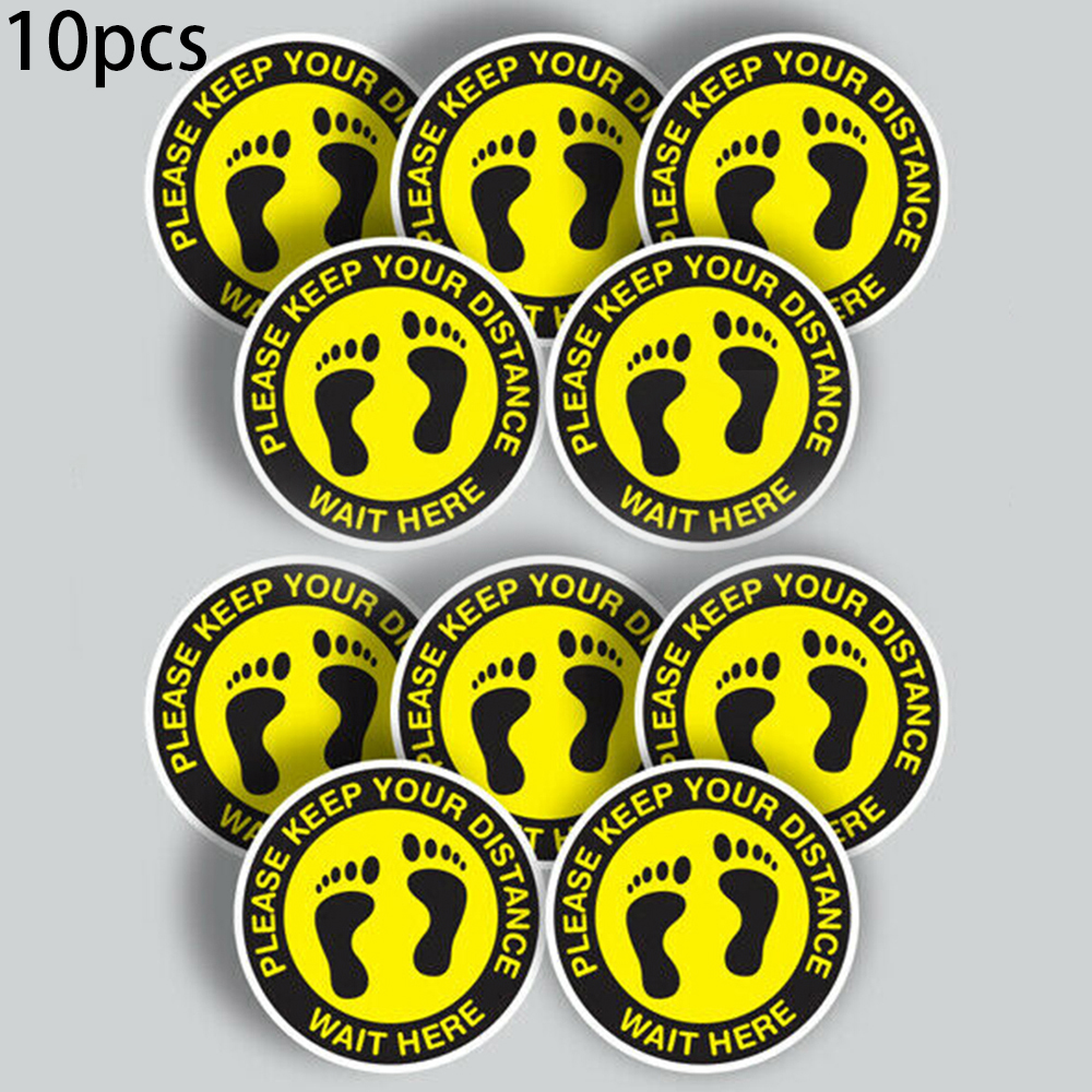 Waterproof Stickers Please Keep Away Your Distance Floor Graphics Stickers For All Occasions Outdoors: 10PCS