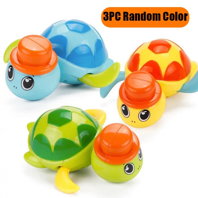 Single Cute Cartoon Animal Tortoise Classic Baby Water Toys Infant Swim Turtle Wound-up Chain Clockwork Kids baby Bath Toys: 1PC  Random Color 11