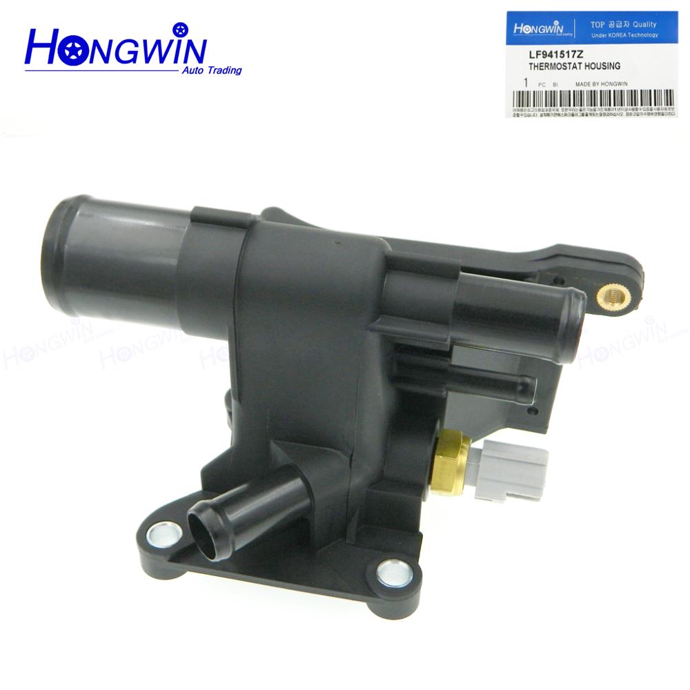 Water Outlet Koelvloeistof Thermostaat Behuizing + Sensor Voor Mmazda 2006 3 6 5 CX-7 2.0 2.3 2.5L LF941517Z LF94-15-17Z