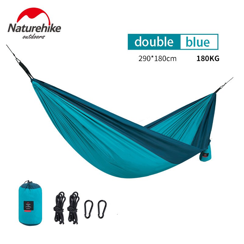 Naturehike-hamaca portátil para acampar al aire libre, para adulto, para senderismo, individual, doble, ultraligera: Double Blue