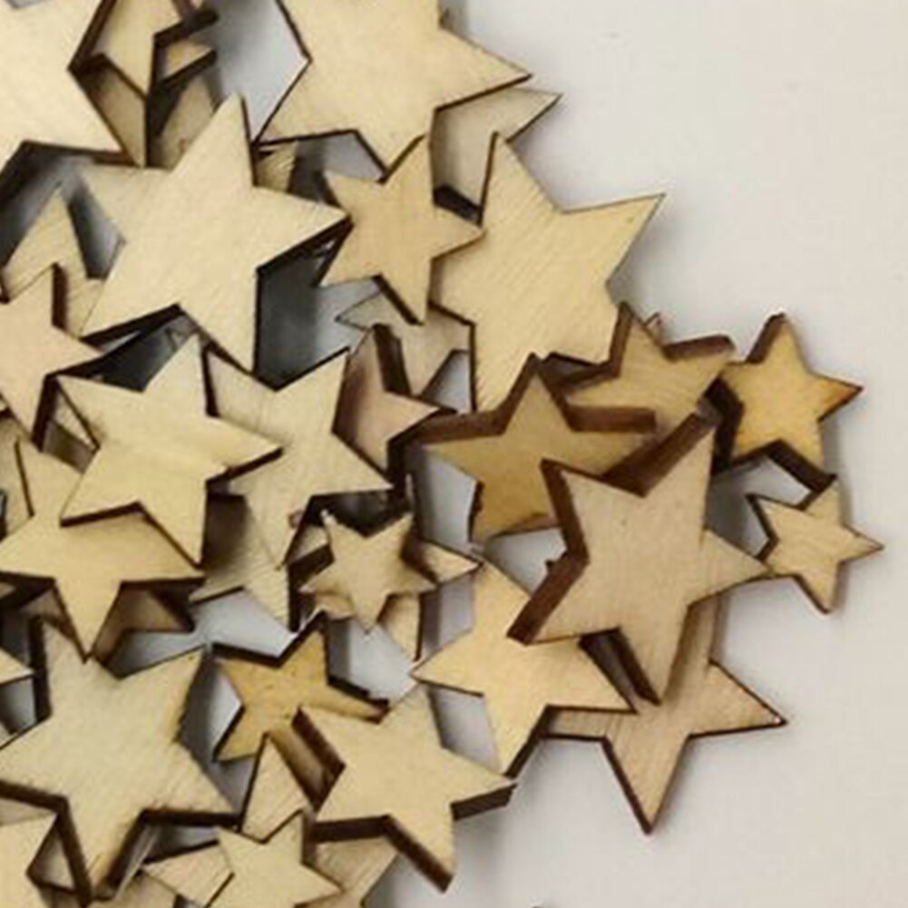 Size Mixing Ornaments Light Weight DIY Crafts Supplies Decorative Buttons Scrapbooking Handmade Embellishments Wooden Stars