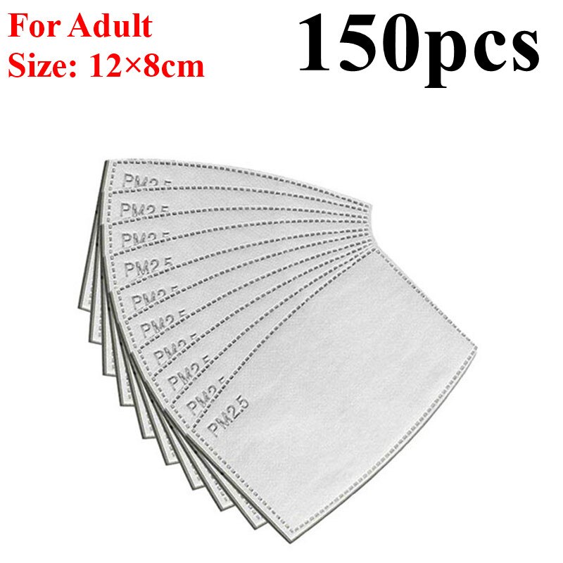 Masque facial pour enfants et adultes, filtre PM 150, pour protection buccale, respirant, contre la grippe, Pollution de l'air, 2.5 pièces: 150 pcs for adult