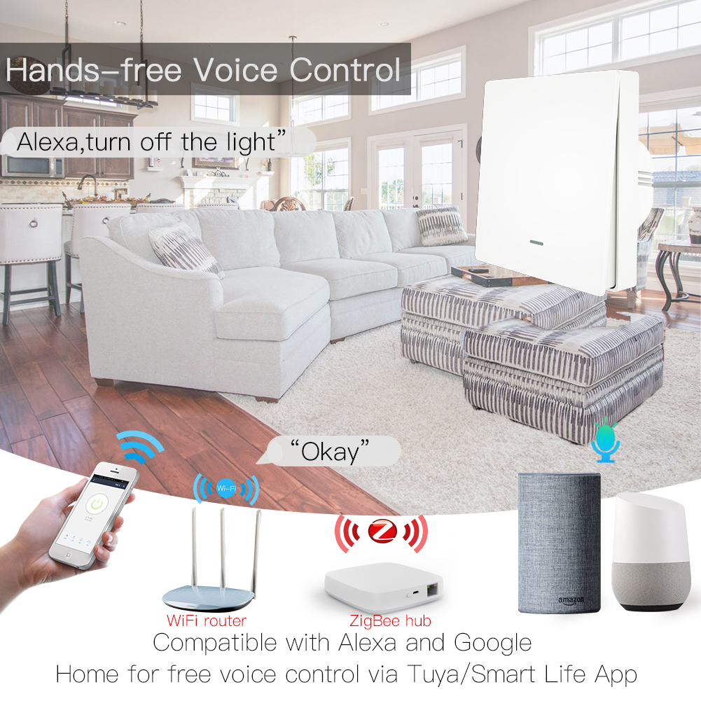 Tuya Zigbee Licht Schakelaar Drukknop Tuya Zigbee Hub Vereist Smart Leven App Afstandsbediening Werk Met Alexa Google Thuis